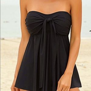 Halter or Strapless Bandeau Black Tankini Set
$35
